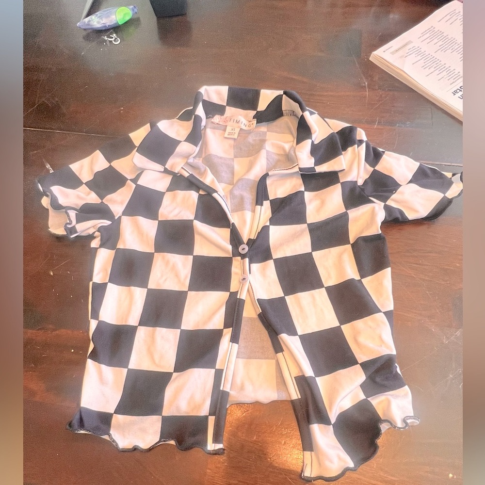 XS Checkered Black and White Shirt